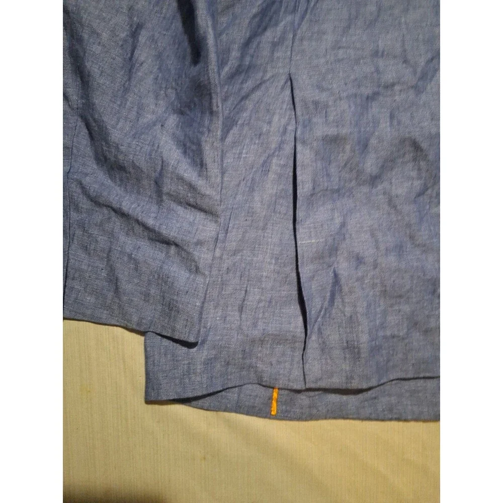 Robert Talbott Carmel Sport Coat Blazer Unstructured 100% Linen Blue Mens 2XL